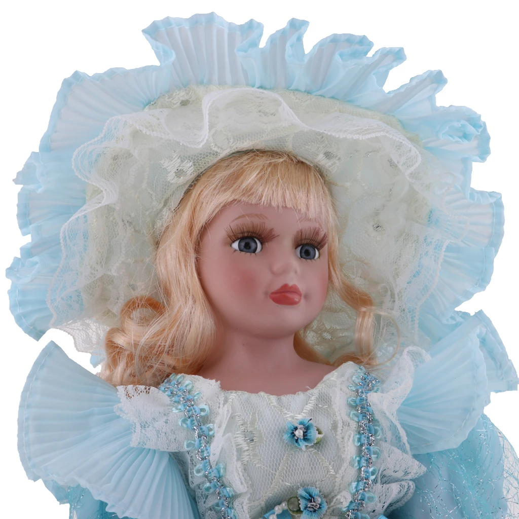 40cm Lovely Porcelain Female Doll with tutu Costume Princess Dolls Light Blue & Pink Home Display Decor girl doll toys Gift
