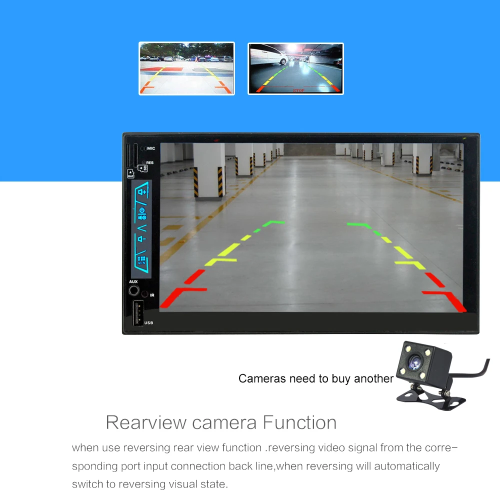 Top LaBo 2 DIN 6.95 Inch HD In Dash Car Touch Screen Bluetooth Stereo MP4 MP5 Hands Free HD 1080P Rear View Camera Car Radio Player 9