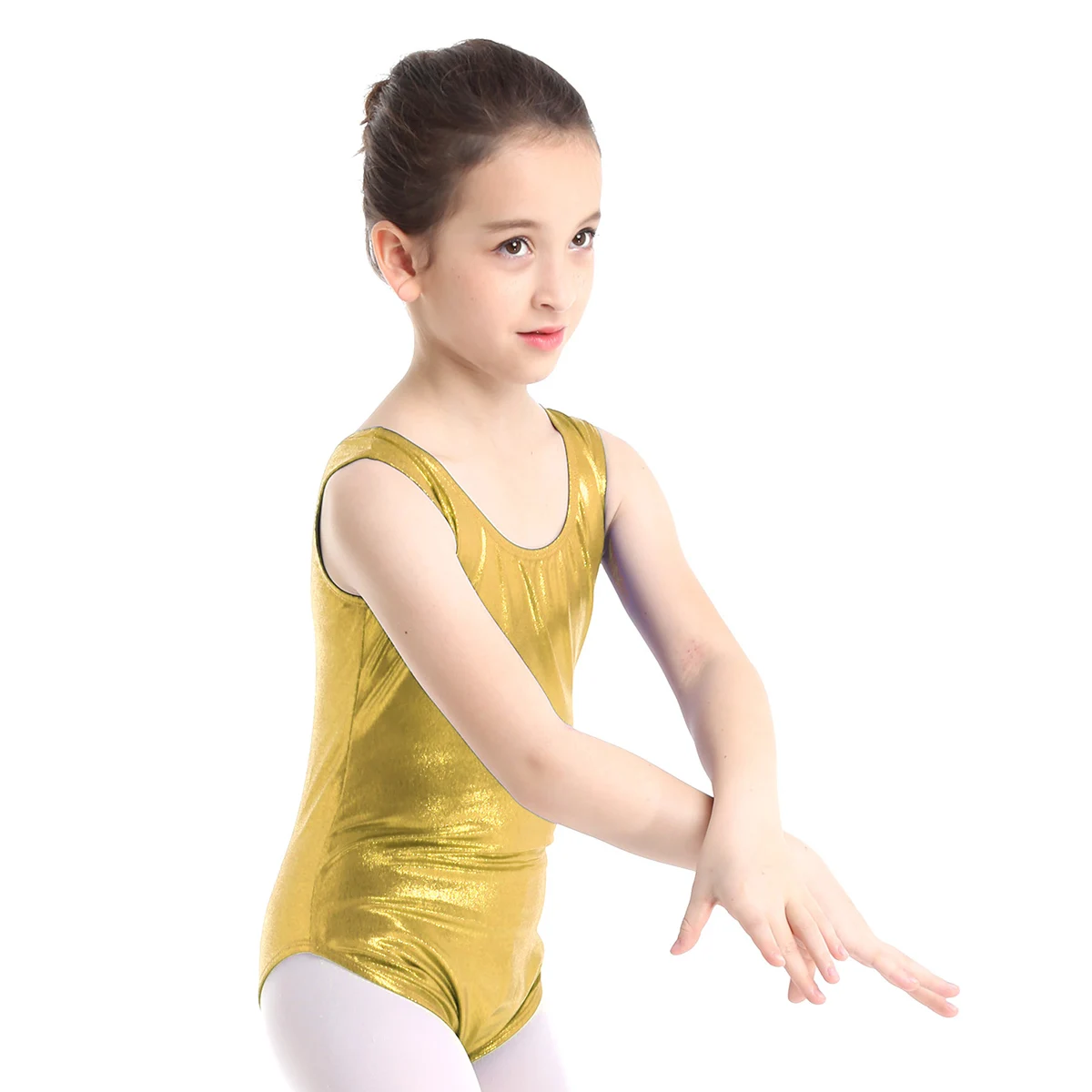 TiaoBug для девочек Блестящие Твердые Цвет балетное трико этап костюм для танцев выступлений детская гимнастика Купальник спортивный