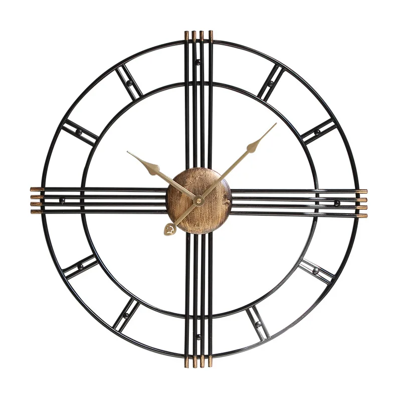 

Antique Style Retro Wall Clock Iron Clock Creative European Wall Clocks Large Wall Clock for Living Room Metal Wall Decorations