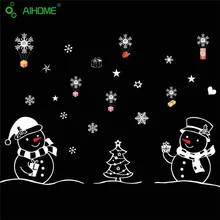 Festival Wall Sticker Christmas Snowman Showcase stickers Merry Christmas Happy New Year Create atmosphere Glass Window stickers