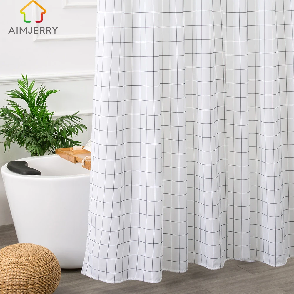 Fabric Shower Curtain Creative Color Stripe Bathroom Waterproof 72inch /& 12Hooks