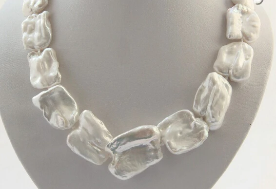 

Hot sell Noble- FREE SHIPPING>>>@@ AS2407 ONLY ONE big baroque white freshwater cultured pearl necklace