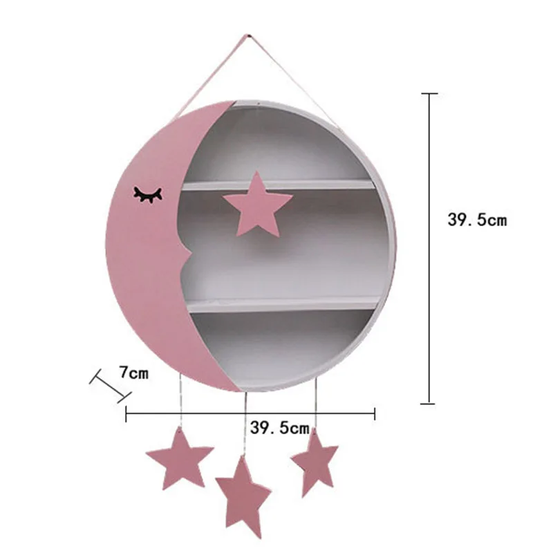 Декор для детской комнаты, коробка для хранения, настенная подвесная деревянная полка для хранения Луны, игрушки, фигурки, декоративные полки, рождественский подарок