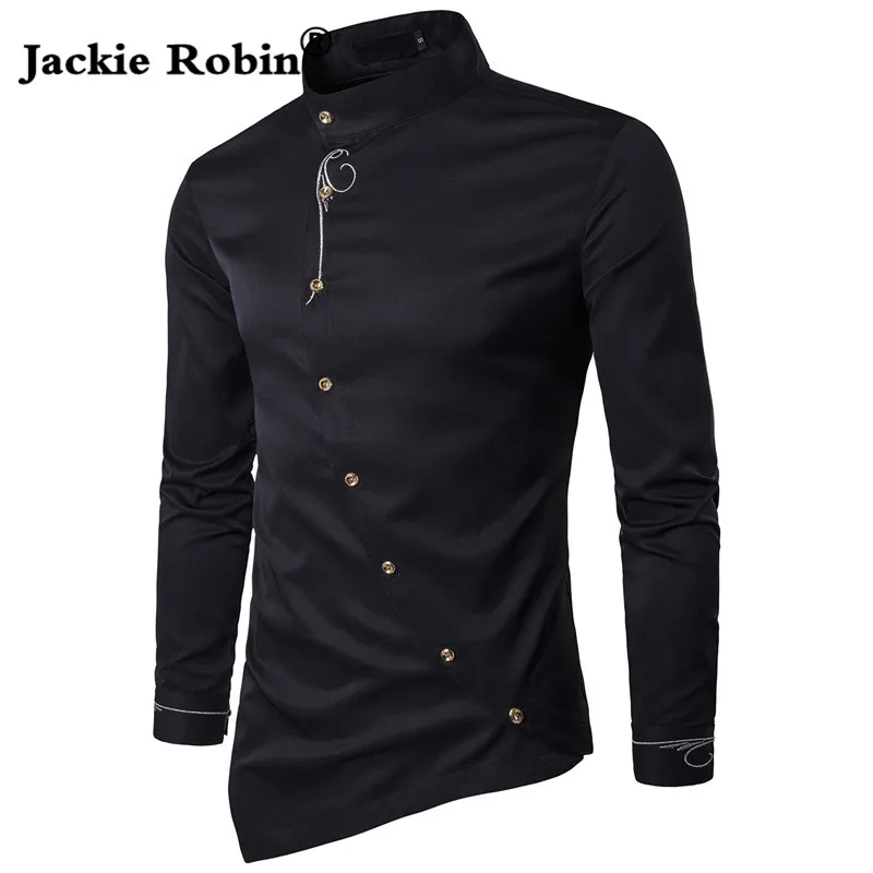 

New Brand clothes Men's Fashion Cotton Long Sleeved Shirt Solid Color Slim Fit Shirts Men Business Casual Irregular Man Dress