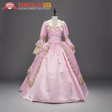 Розовый Мария Антуанетта Ренессанс Парча Платье Бальное Платье исторический костюм