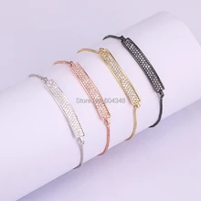10 шт. ZYZ176-1831 микро Pave CZ тонкий бар регулируемый браслет с бусинами золото серебро черная цепочка браслеты для женщин мужчин