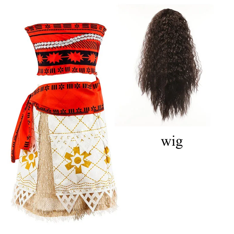 New design Girls Moana Princess Cosplay Costume Dress Kids Halloween Outfit 2pcs