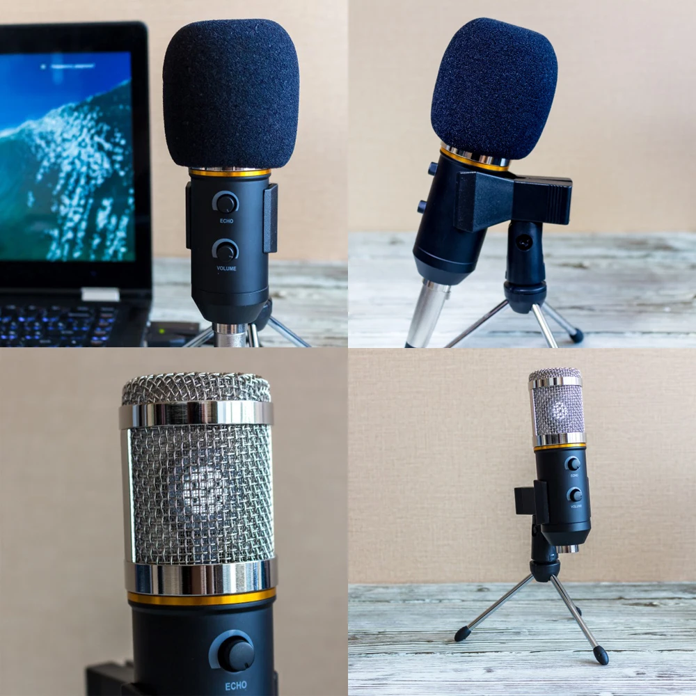 MK-F200FL Computer Microphone Condenser Wired 3.5mm Jack Profesionales USB Microphone For Karaoke PC Recording Studio Mic Tripod 3