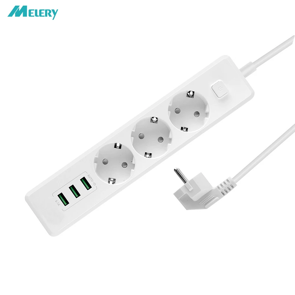 

Power Strip Multiple Sockets with USB 3 Ports 5V/3.1A 2500W Switch Function Power Outlets1.8m Extension Cord for Phones Tablets