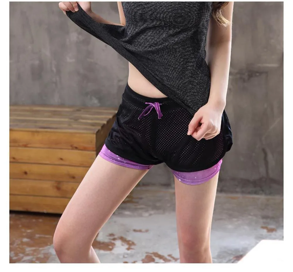 Fake 2pcs Women Sport Fitness Yoga Shorts 2017 Athletic Shorts Gym Trunks Ladies Sports Running Short Fitness Trunk Jogging (5)