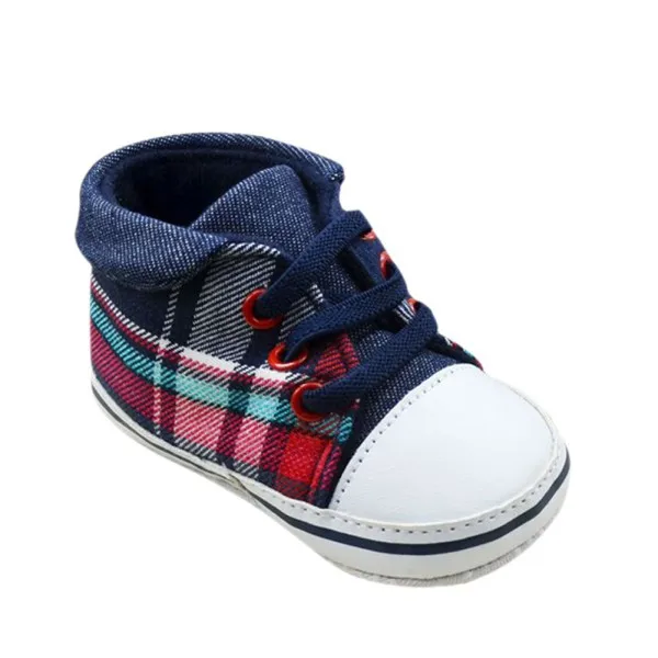Обувь в клетку для маленьких мальчиков, обувь для малышей, кроссовки на шнуровке, мягкая подошва, обувь для малышей