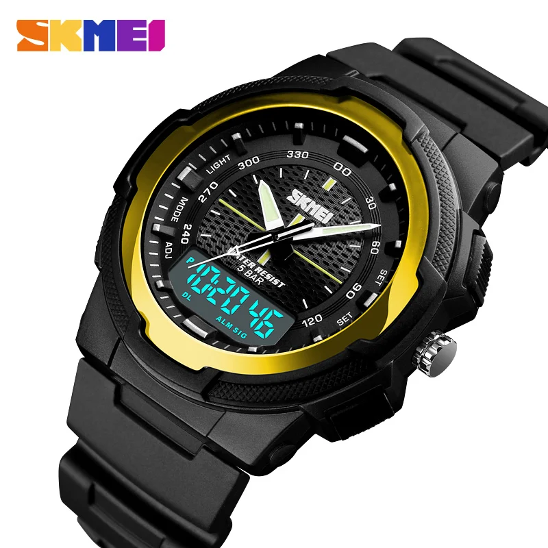 

SKMEI 1454 mens wristwatches Mens dual movement 5atm diving watches men fashion designer digital sport watches male reloj