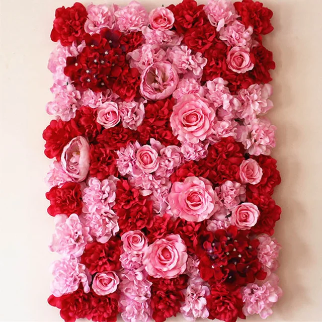 10 шт. 60 см* 40 см имитация искусственного цветка цветок стена Свадебная вечеринка фон для фотосъемки - Цвет: Розовый