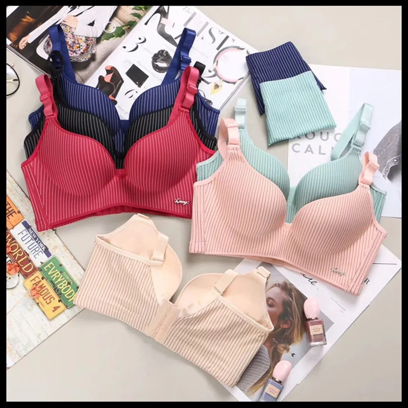 2019 High-end Brand Romantic Temptation Bra Set Women Striped Underwear Set Hot Sale Push Up Seamless Lingerie Female Sets 90C 2019 High-end Brand Romantic Temptation Bra Set Women Striped Underwear Set Hot Sale Push Up Seamless Lingerie Female Sets 90C
