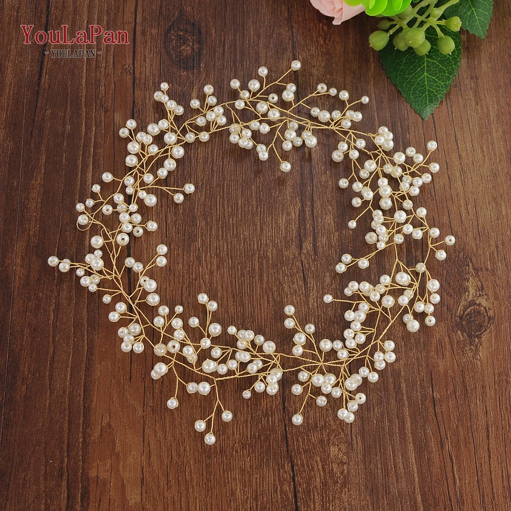

YouLaPan HP121 Bridal Tiara Wedding Hair Vine Bridal Wedding Hair Accessories Pearl Bridal Headband Wedding Hair Jewelry