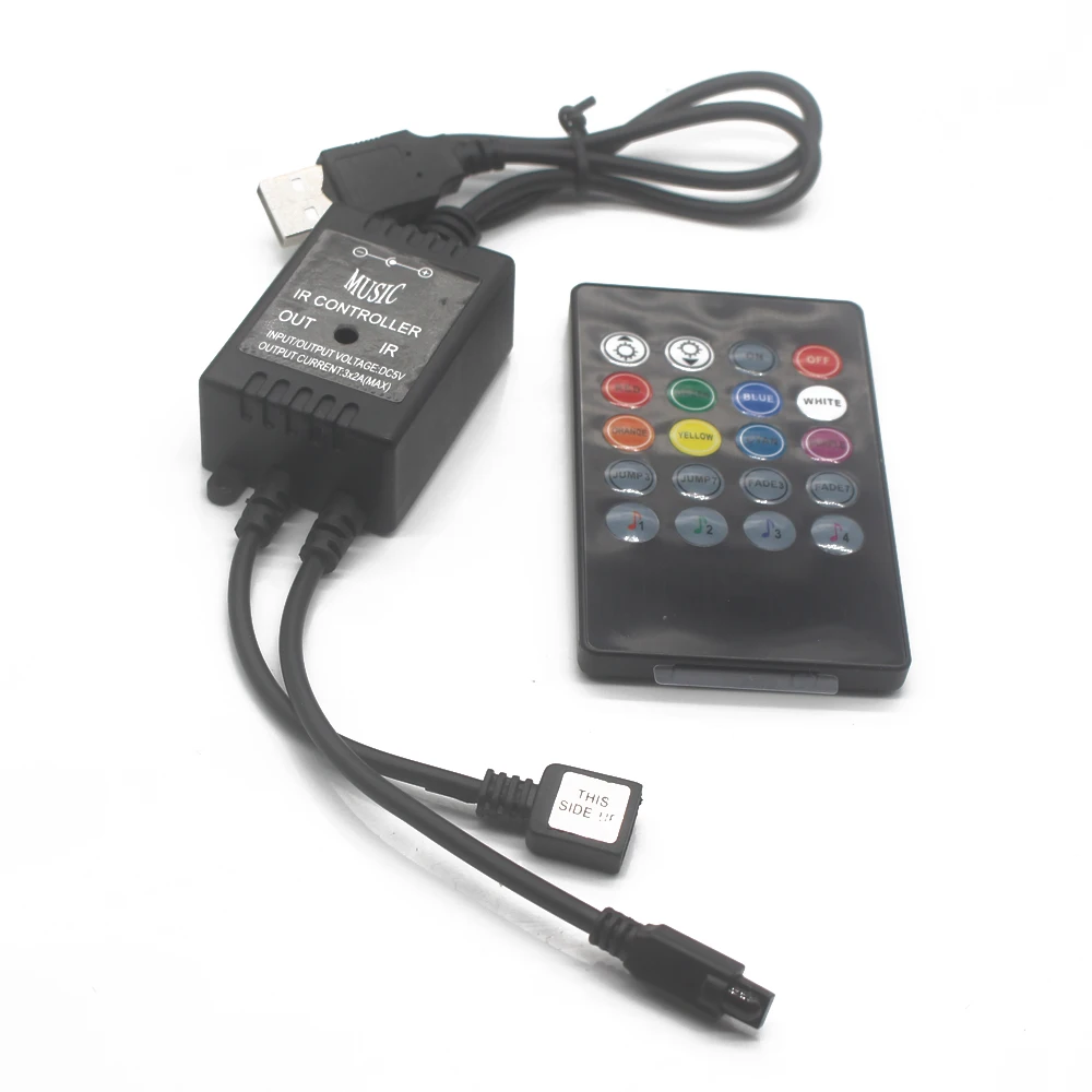 

5V Music IR Controller 20 Keys 6A 3*2A Black Voice Sound Sensor Remote Practical Home Party For usb 5050 3528 RGB 5V LED Strip