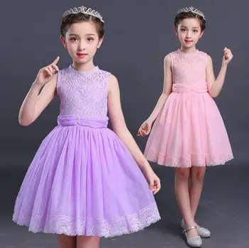 

For 3-14 Years Children Girls tulle Flowers dresses Beaded Princess Frocks For Birthday Wedding Party vestidos infantil