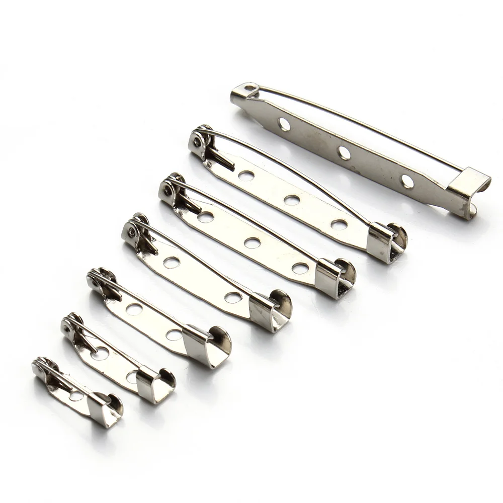 30pcs/lot Silver Color Metal Brooch Pins Clasps 15/20/25/30/35/39/45mm