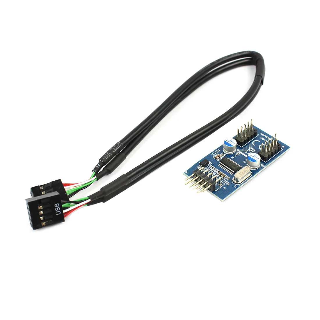 

Motherboard USB 2.0 9PIN Header Multiplier Splitter 9 Pin 1 to 2 Port HUB Extension Cable 30cm Connector Adapter