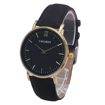 Cagarny Luxury Brand Quartz-Watch Men Vogue Leather Wristband Golden Case Fashion Ladies Wrist Watches Women Clock Woman Hours