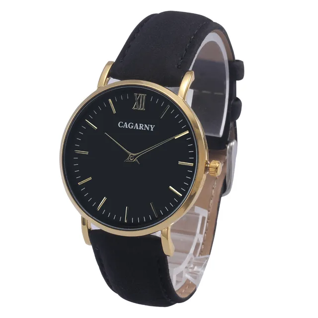 Cagarny Luxury Brand Quartz-Watch Men Vogue Leather Wristband Golden Case Fashio Cagarny Luxury Brand Quartz-Watch Men Vogue Leather Wristband Golden Case Fashio