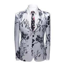 Мужской Белый Жаккардовый костюм Модный деловой Банкетный Свадебный мужской пиджак Азиатский Размер 4XL тонкий дизайн мужской костюм