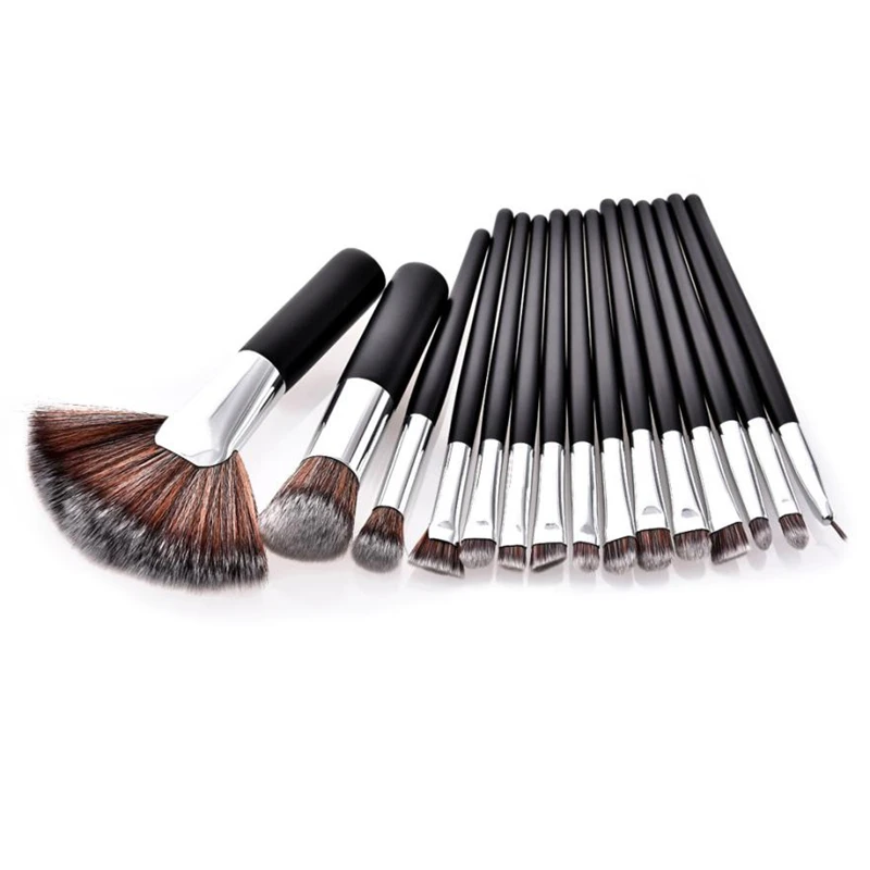 

Black 15 x Pro Makeup Brushes Set professional eheshadow Foundation Powder Eyeshadow Eyeliner Lip Brush Tools pincel maquiagem