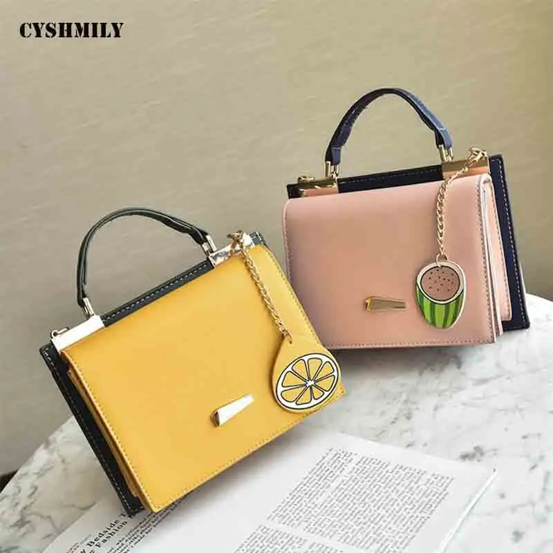 

CYSHMILY Beauty Candy Color Women Shoulder Bags Creative Fruit Print Crossbody PU Leather Casual Style Messenger Bags For Women