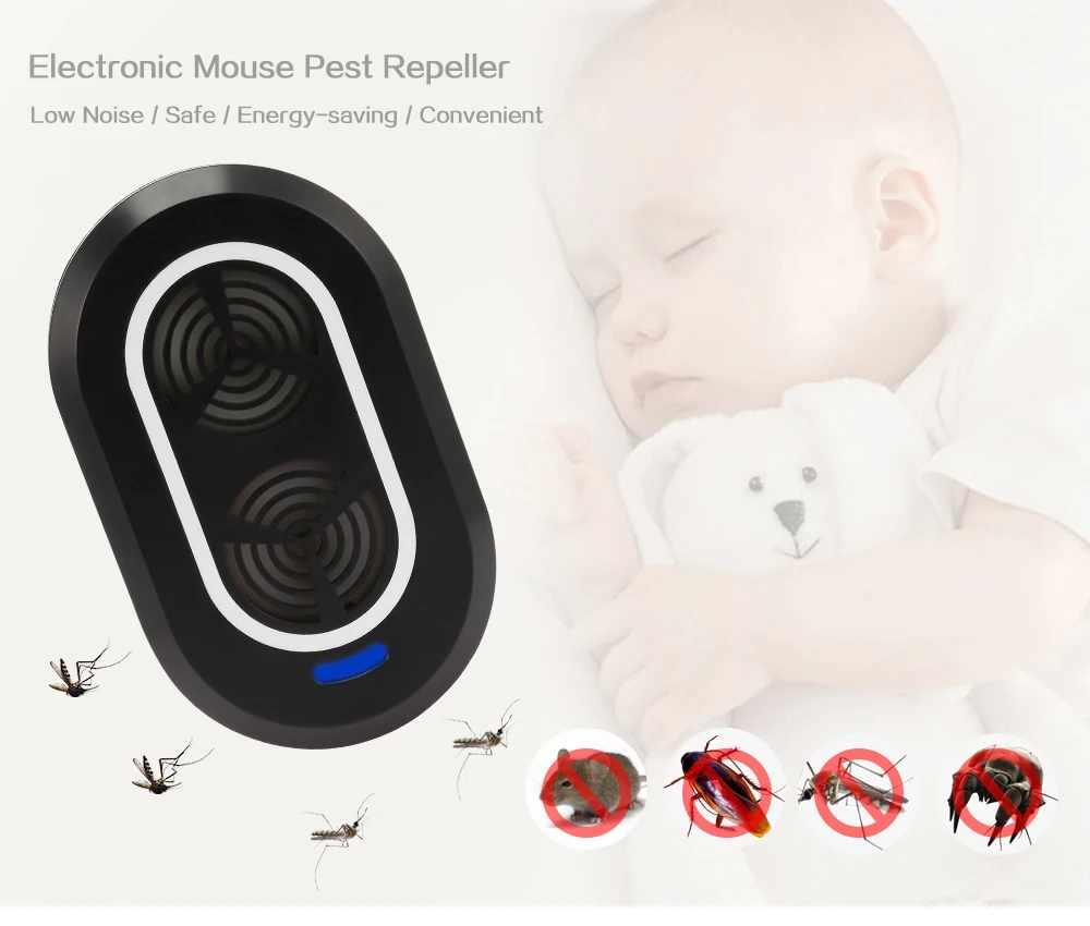 Electronic Wave Mouse Repeller Rat Repellent Pests with Nightlight