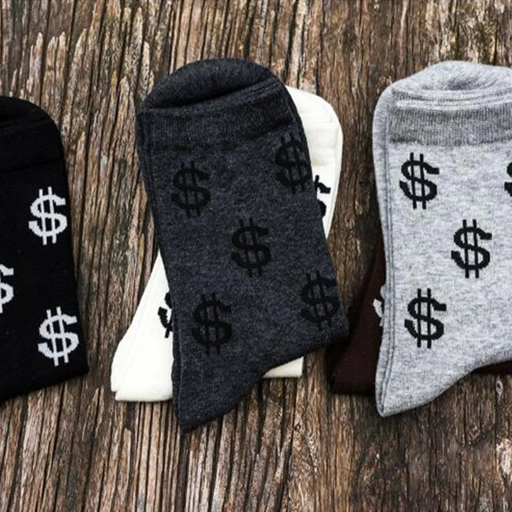 1 пара новых Для Мужчин's знаки доллара деньги дизайн удобные хлопковые теплые носки Высокое качество мягко Дышащие носки для мальчиков