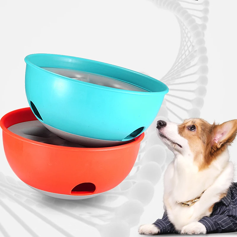 New Pet Dog Bowl Tumbler Slow Feeder Anti Leakage Food IQ Treat Ball Dog Toys for Pet Cat Food Water Feeding Dish Feeder