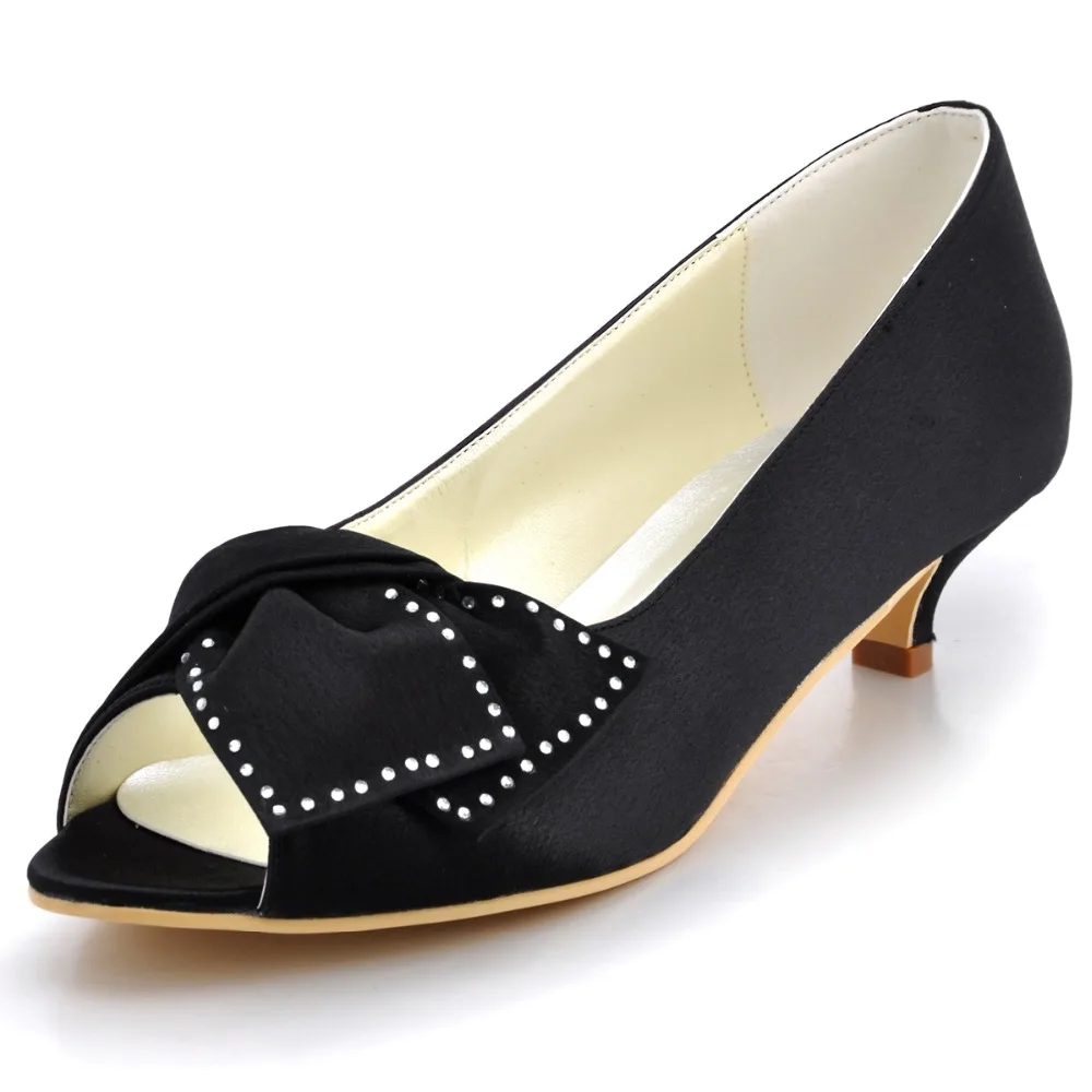 EP2022 Black Blue Women Bridal Party Low Heels Prom Pumps Peep Toe ...