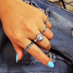 5 шт./компл. винтажные кольца для суставов палец набор для женщин Boho резные короны кольца модные ювелирные изделия Midi палец кристалл Bague