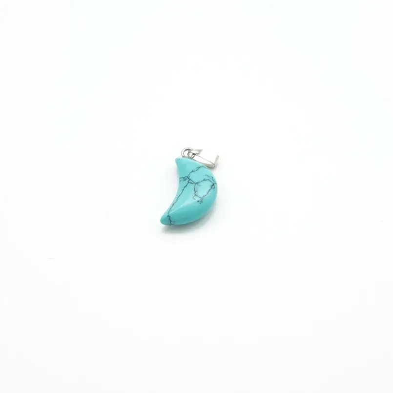 

12 Colors Moon Natural Stone Pendant Necklace Crescent Crystal Tophus Opal Charms Jewelry Link Chain / Wax Rope Leather Chain