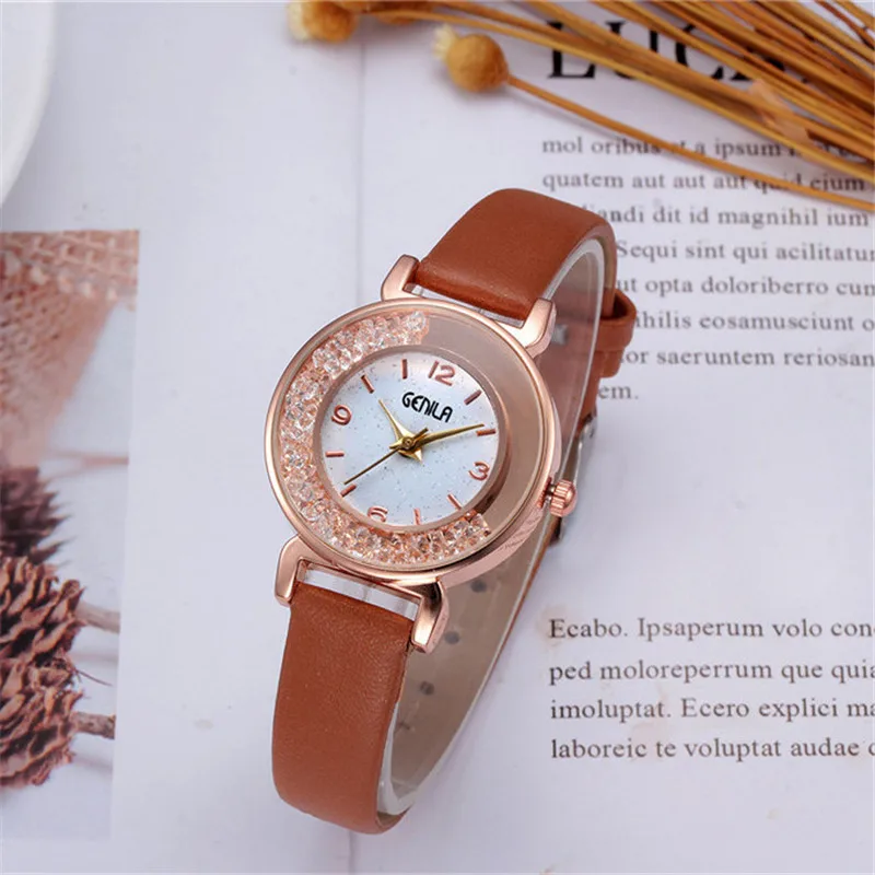 

Fashion Women Watch Vintage Crystal Quicksand Watch Leather Strap Flash Dial Digital Watch Clock Quartz WristWatch Relojes 2019