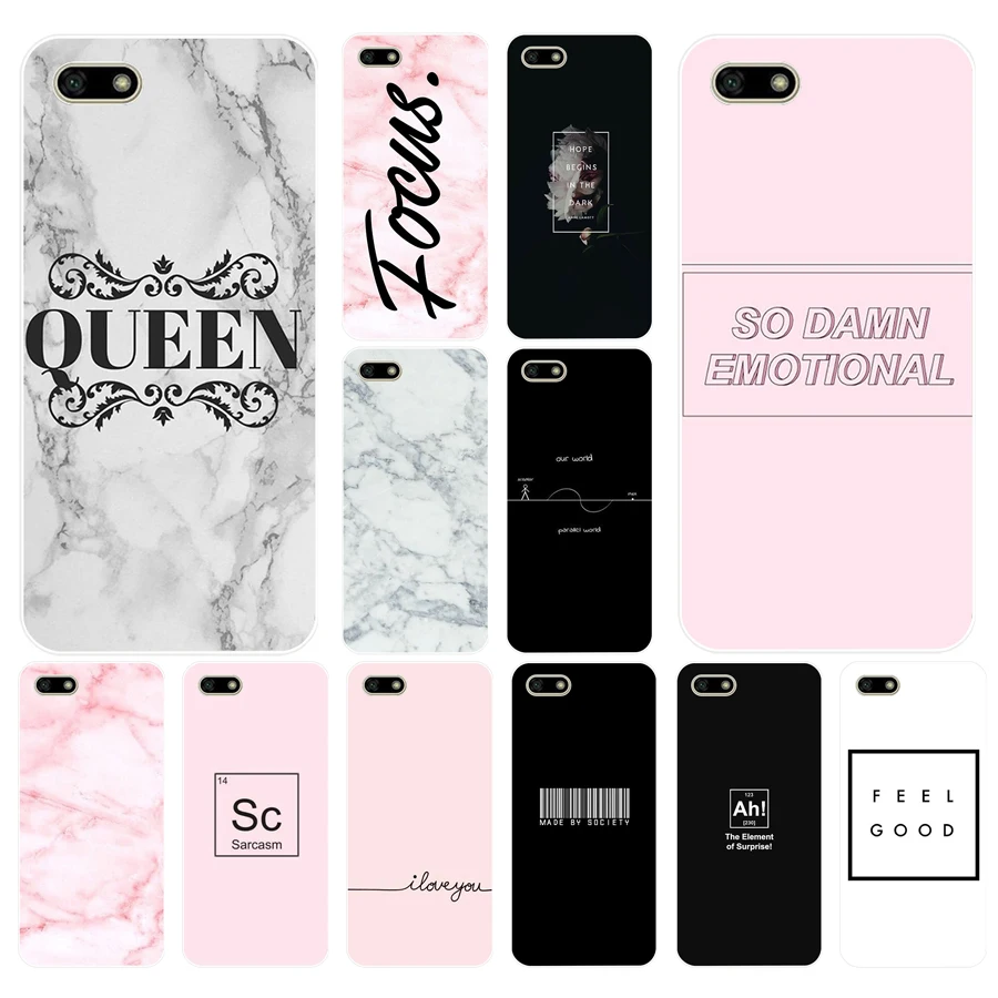 

059FG Queen & Boss Couples Glossy Marble Soft Silicone Tpu Cover Case for huawei Honor 7a 5.45 pro 5.7 7c 7x y5 2018 case