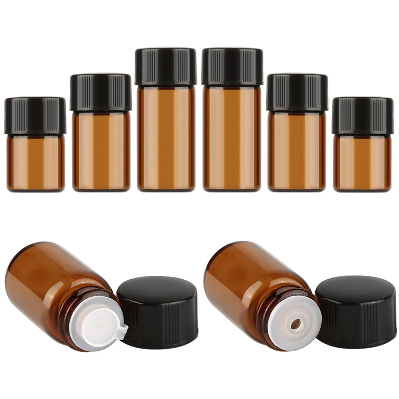 

10pcs 1ml/2ml/3ml Amber Glass Bottle Empty Bottle For Essential Oil Perfume Liquid Makeup Storage Bottles Dark Brown Containers
