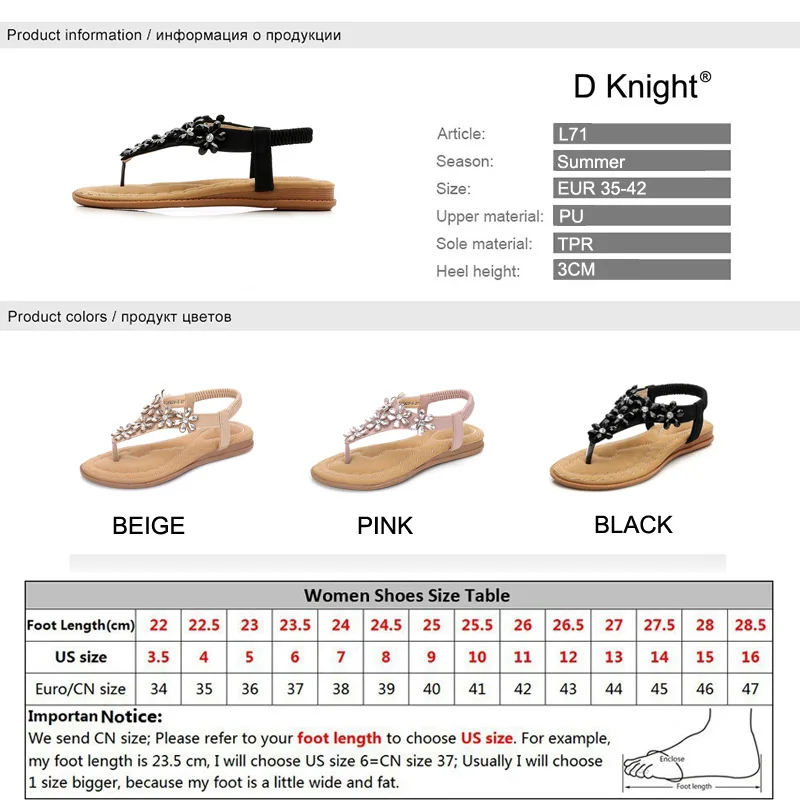  Women Bohemian Crystal Sandals Flat Heel Summer Woman Thong Sandals Flip Flops Comfort Black Lady Shoes Sandal Plus Size 35-42 (1)