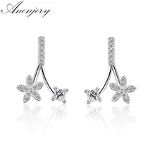 Anenjery 925 пробы серебряные серьги-гвоздики с кристаллами и цирконием в форме цветка, серьги-гвоздики, подарок S-E339