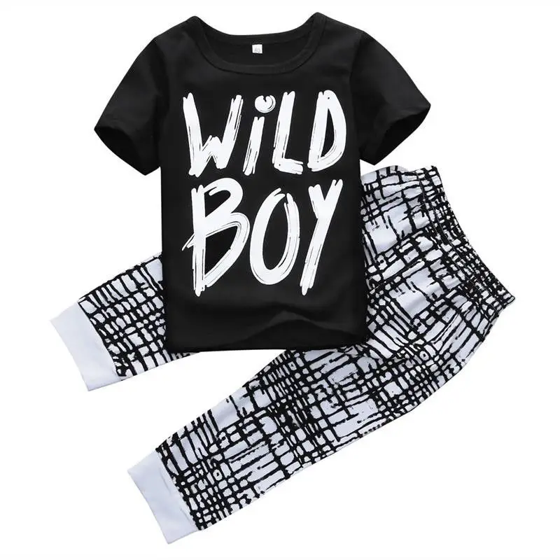 2pcs Casual Toddler Kids Baby Boy Autumn winter Clothes Letter Long Sleeve T shirt font b