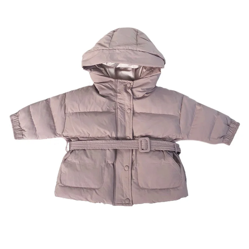 

Warm Children Outerwear Jackets Winter Girls Coats 2018 New Hooded Baby Girls Parka Coat with Belt RT279
