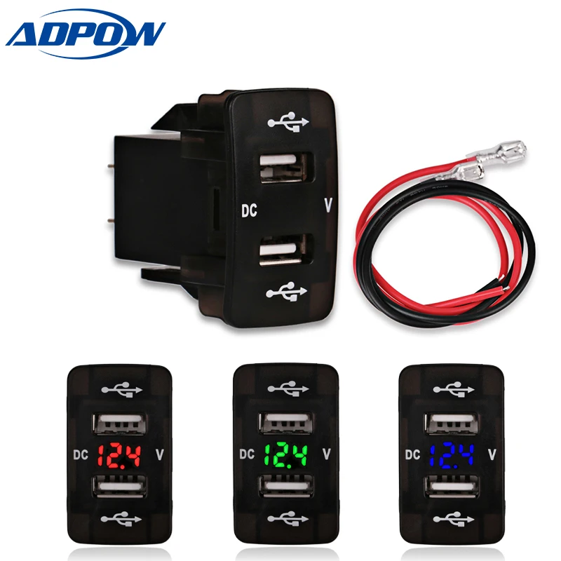 Светодиодное автомобильное зарядное устройство для смартфона 2 USB порта с