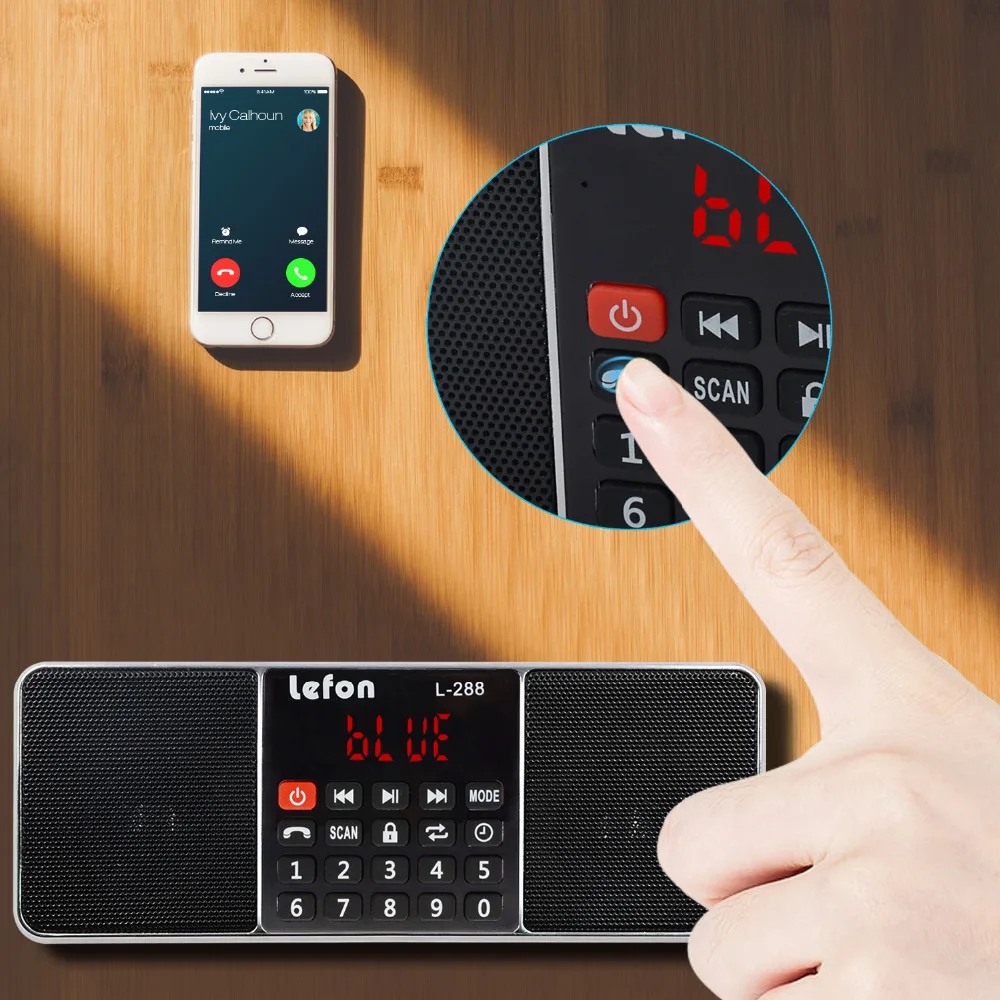 Lefon Digital Radio AM/FM Dual Bluetooth Speakers Handsfree Call 3.5mm AUX Line-in MP3 Player TF/SD Card LED Display Screen