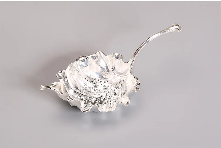 Творческий все ручной работы 999 чистого серебра оставляет Чай утечки Китайский кунг-фу чайный сервиз аксессуары чайное ситечко для Семья арт-подарки