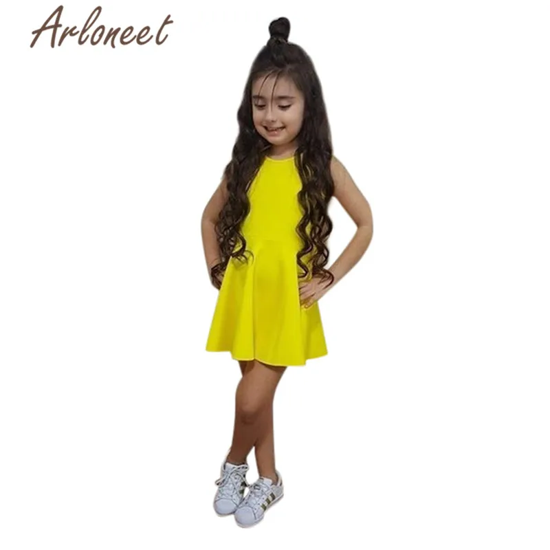 Одежда arloneet; платье с открытой спиной для девочек; Летнее Детское платье с бантом; Повседневное платье принцессы без рукавов для свадебной вечеринки