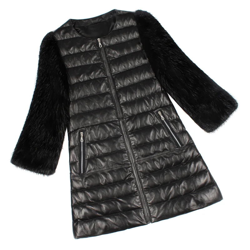 Versear пальто из искусственного меха, Женская куртка, Осень-зима, на молнии спереди, с боковыми карманами, повседневный пуховик из искусственной кожи, длинное пальто, верхняя одежда