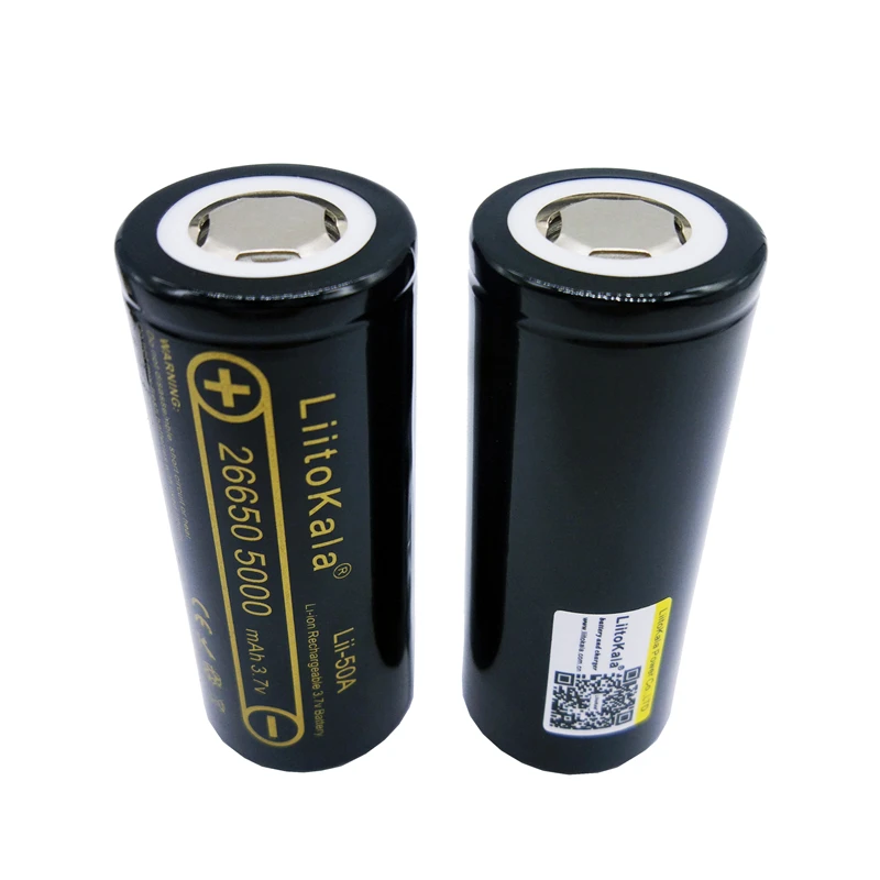 2 шт LiitoKala Lii-50A 26650 5000mah 26650-50A литий-ионная аккумуляторная батарея 3,7 v для фонарика 20A новая упаковка