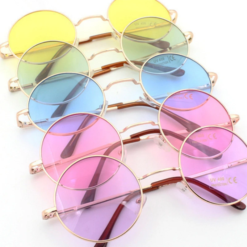 Gafas de sol Retro hippie para mujer, lentes de sol redondas con montura de redondas y tintadas, estilo Super hippie chic|sunglasses metal frame|retro hippielennon round sunglasses - AliExpress
