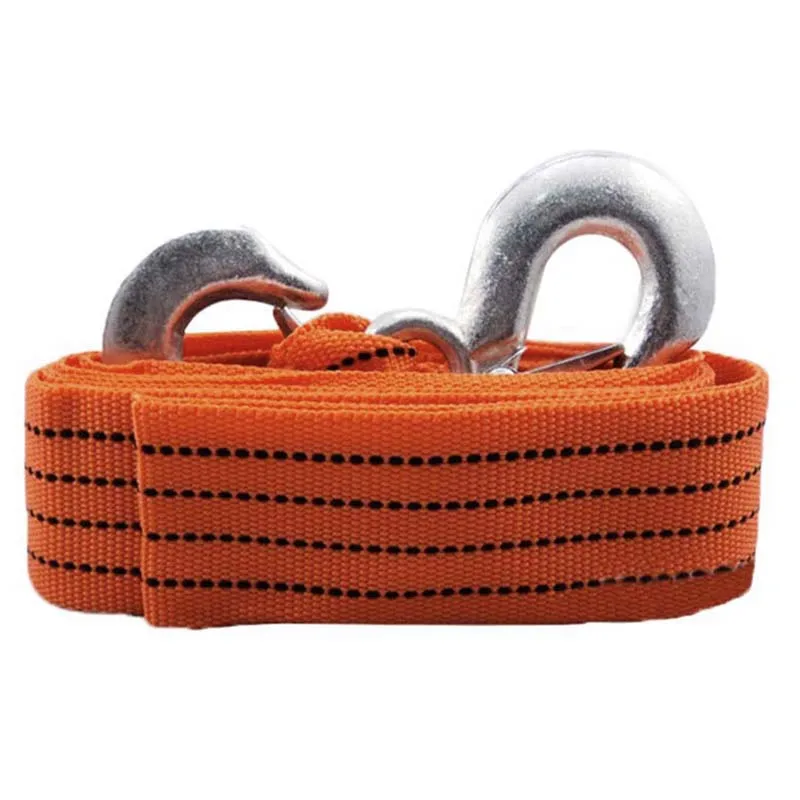 4M 3 Tons Towing Cars Towing Cable Strap cord with Hooks Orangein